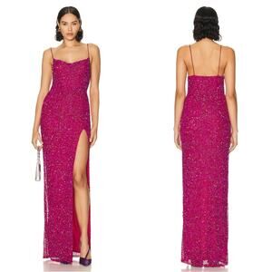 Retrofete Blair Sequin Embellished Cowl Neckline Pink Maxi Gown Size XS